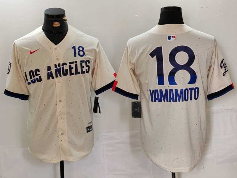 Men%27s Los Angeles Dodgers #18 Yoshinobu Yamamoto Cream 2024 City Connect Limited Jersey->los angeles dodgers->MLB Jersey